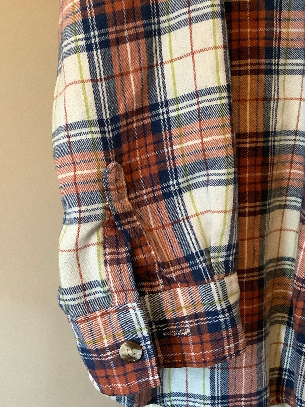 Casual Plaid Button-Up Shirt in Rust, Navy & Cream - Picture 4 of 6